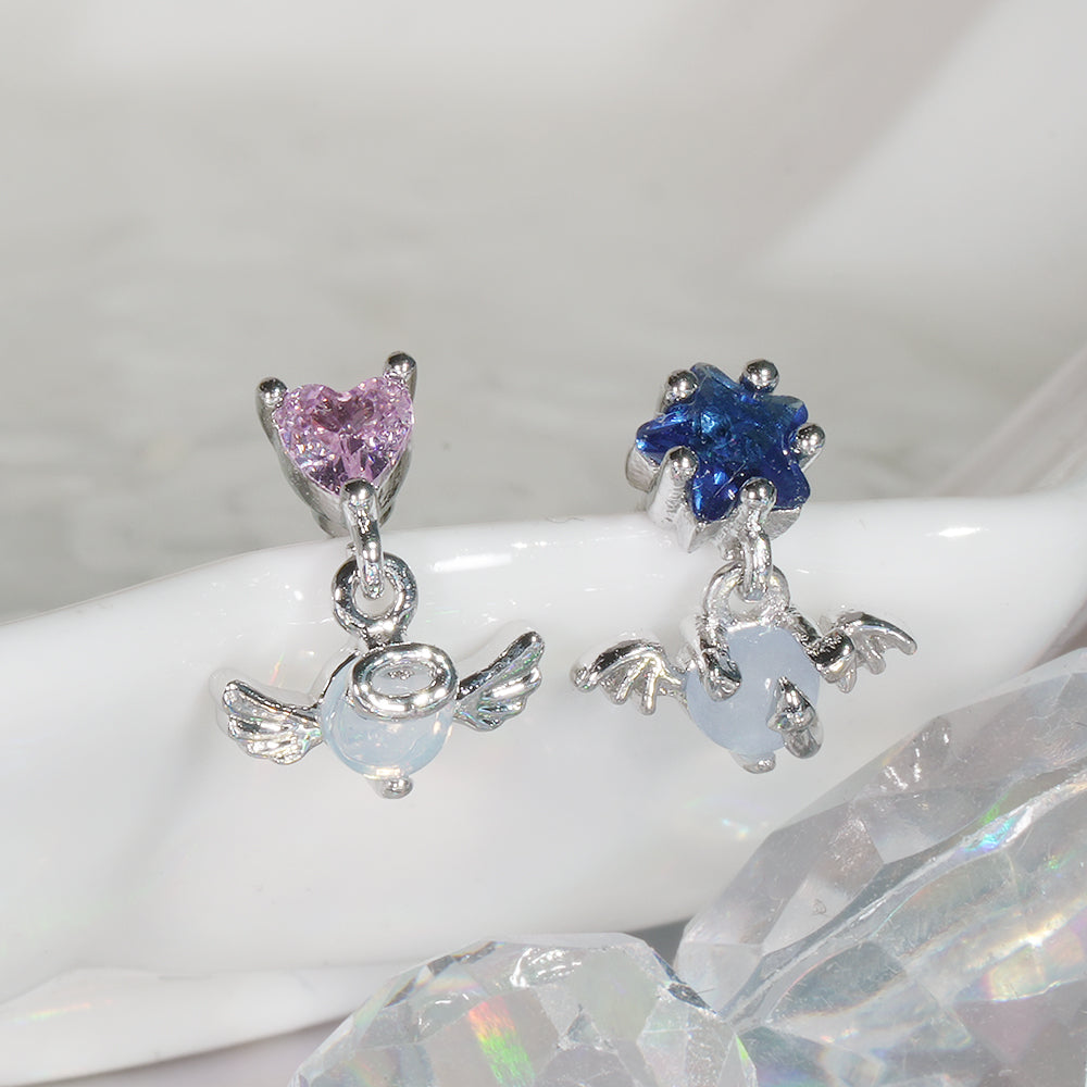 [サージカル]エンジェル＆デビル オーロラ星 ハート揺れる ボディピアス (2Type) 16G