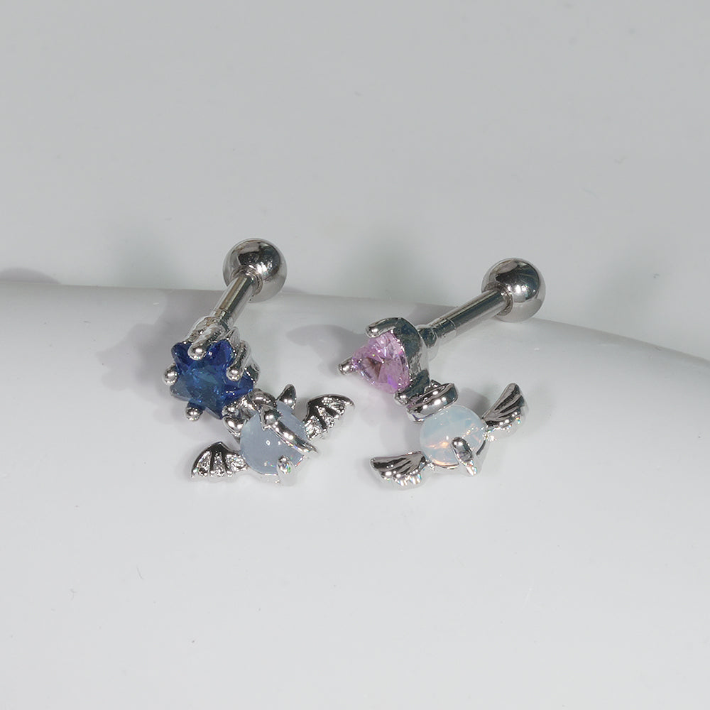 [サージカル]エンジェル＆デビル オーロラ星 ハート揺れる ボディピアス (2Type) 16G