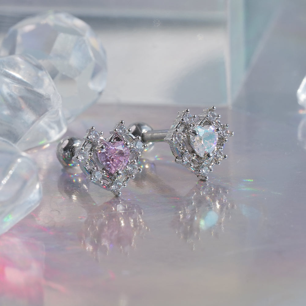 [サージカル]ロイヤルティアラ ハートジュエルピアス ボディピアス (2Color) 16G