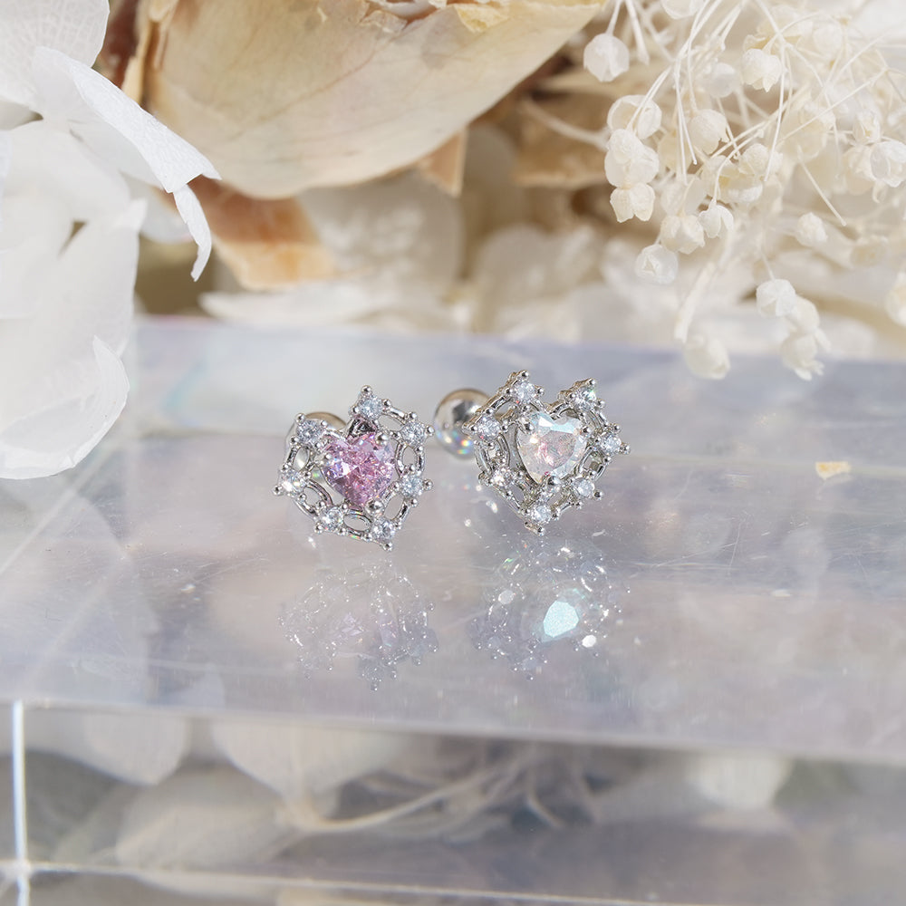 [サージカル]ロイヤルティアラ ハートジュエルピアス ボディピアス (2Color) 16G