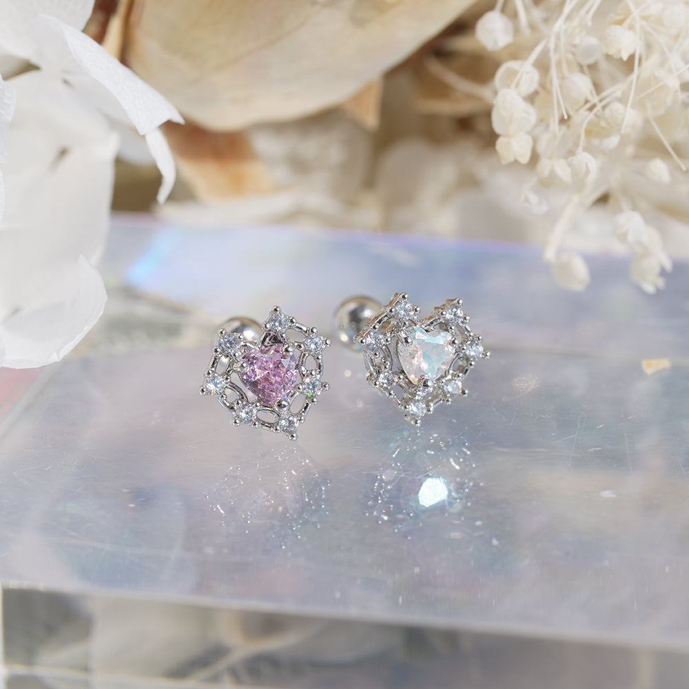[サージカル]ロイヤルティアラ ハートジュエルピアス ボディピアス (2Color) 16G