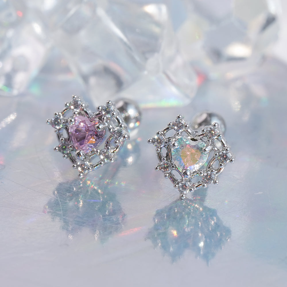 [サージカル]ロイヤルティアラ ハートジュエルピアス ボディピアス (2Color) 16G