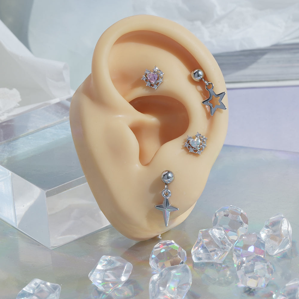 [サージカル]ロイヤルティアラ ハートジュエルピアス ボディピアス (2Color) 16G