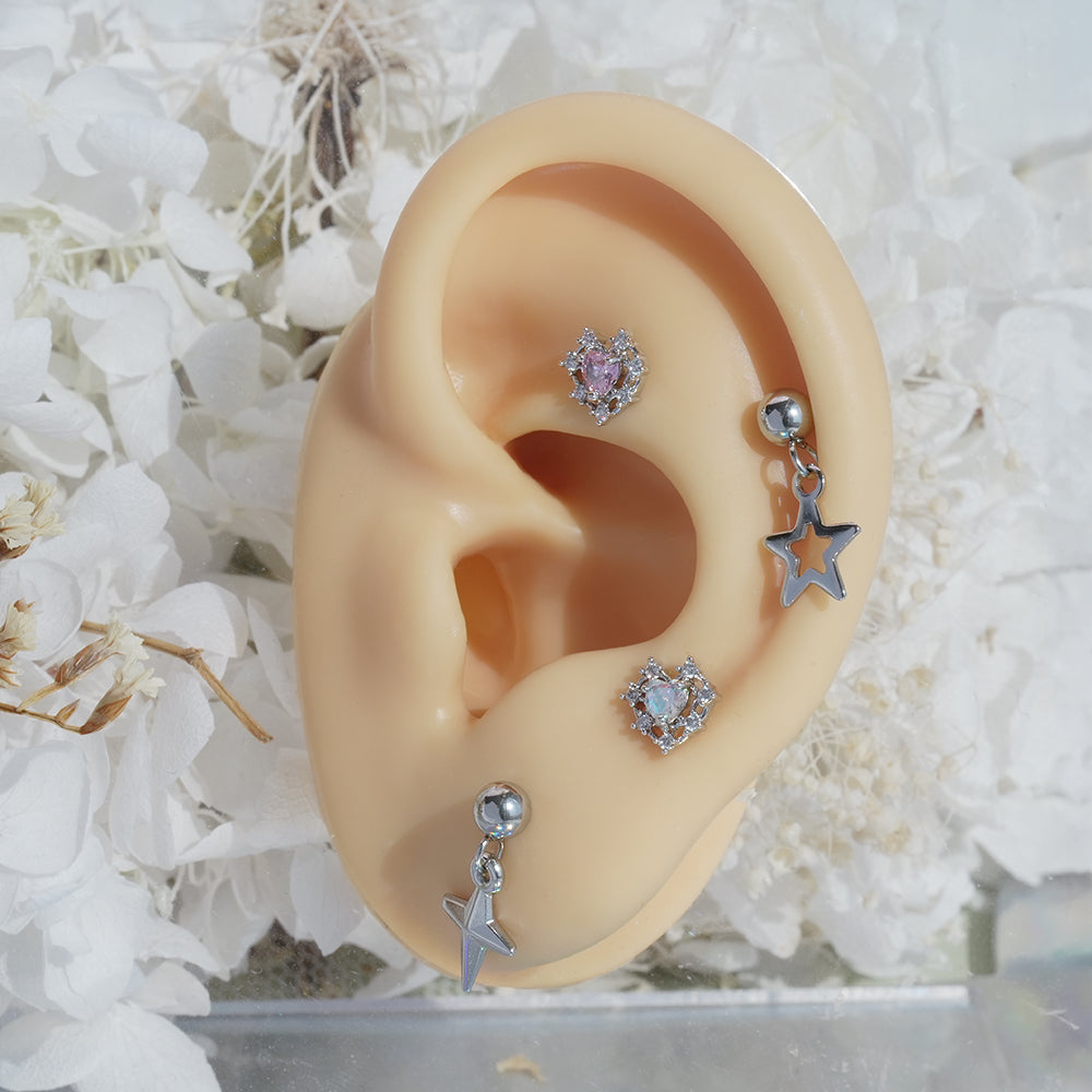 [サージカル]ロイヤルティアラ ハートジュエルピアス ボディピアス (2Color) 16G