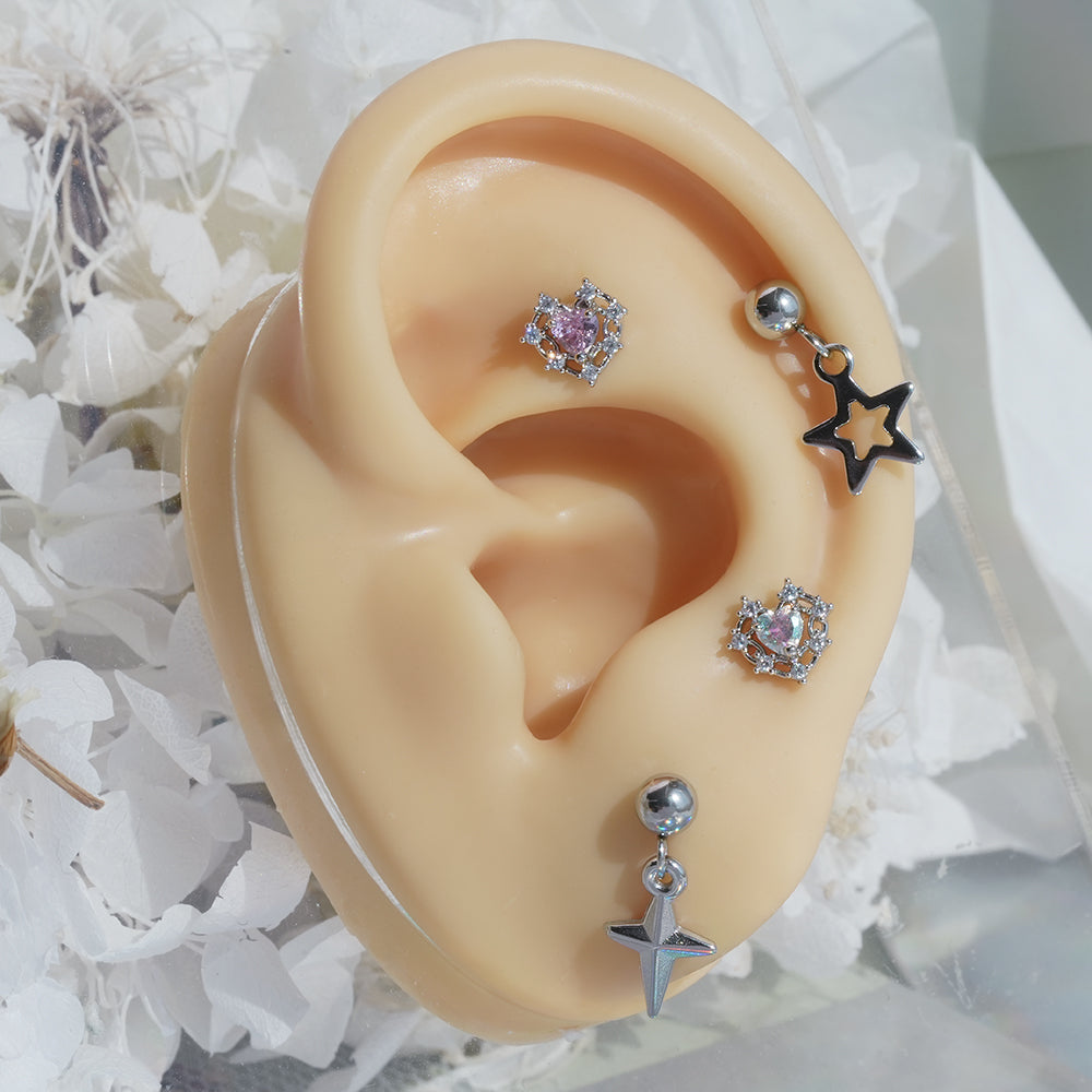 [サージカル]ロイヤルティアラ ハートジュエルピアス ボディピアス (2Color) 16G