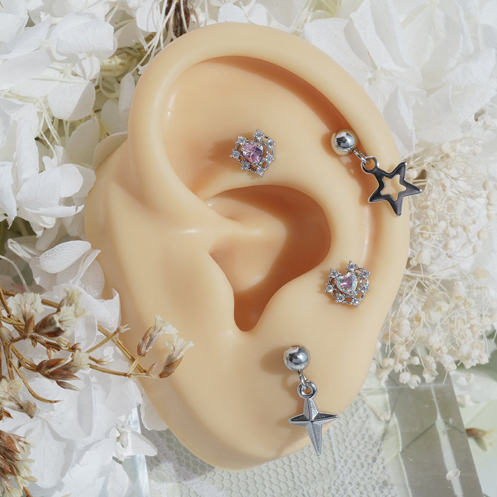 [サージカル]ロイヤルティアラ ハートジュエルピアス ボディピアス (2Color) 16G