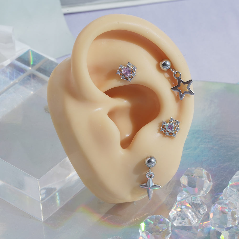 [サージカル]ロイヤルティアラ ハートジュエルピアス ボディピアス (2Color) 16G