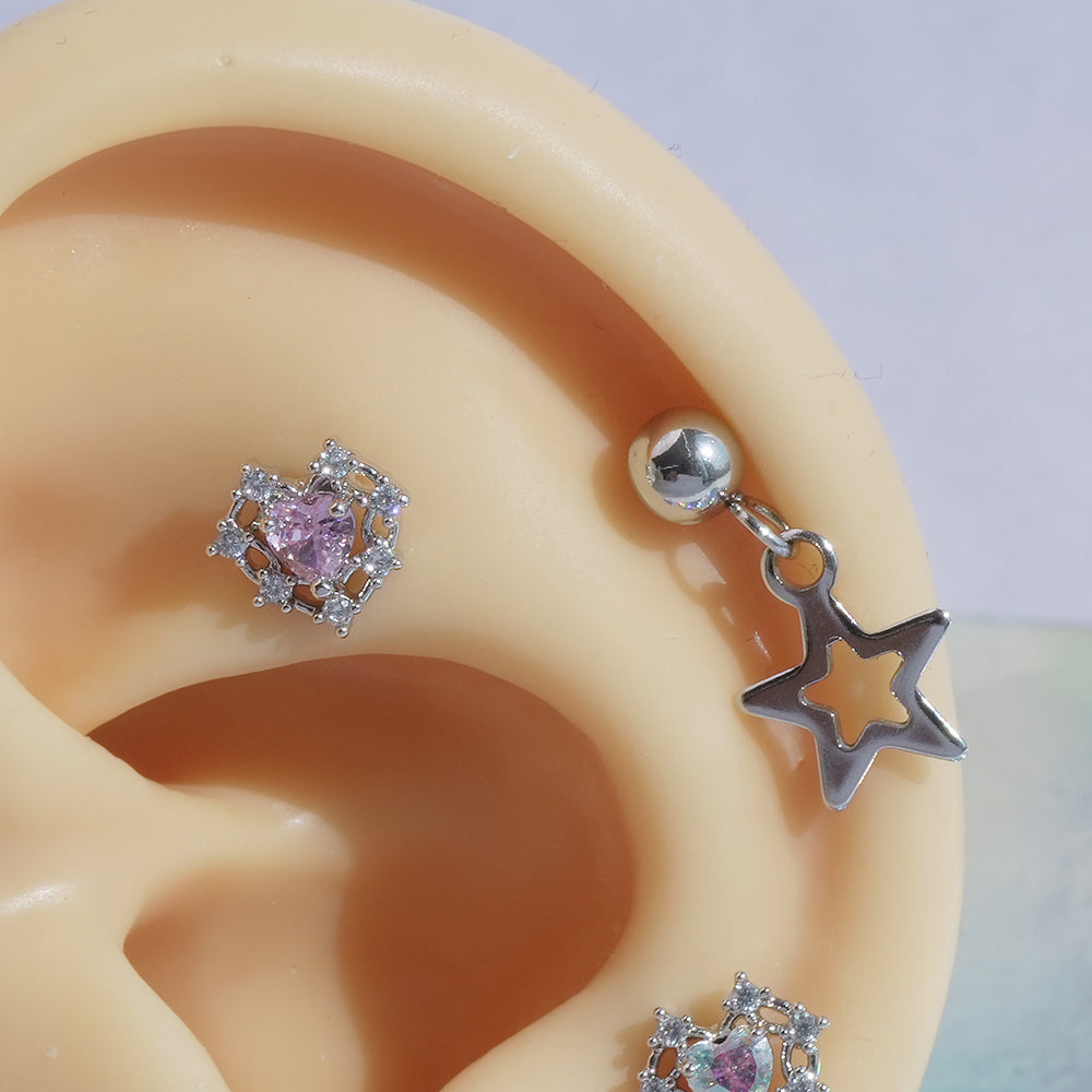 [サージカル]ロイヤルティアラ ハートジュエルピアス ボディピアス (2Color) 16G