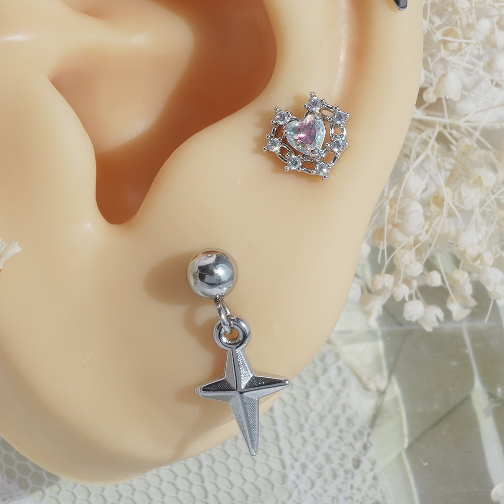 [サージカル]ロイヤルティアラ ハートジュエルピアス ボディピアス (2Color) 16G