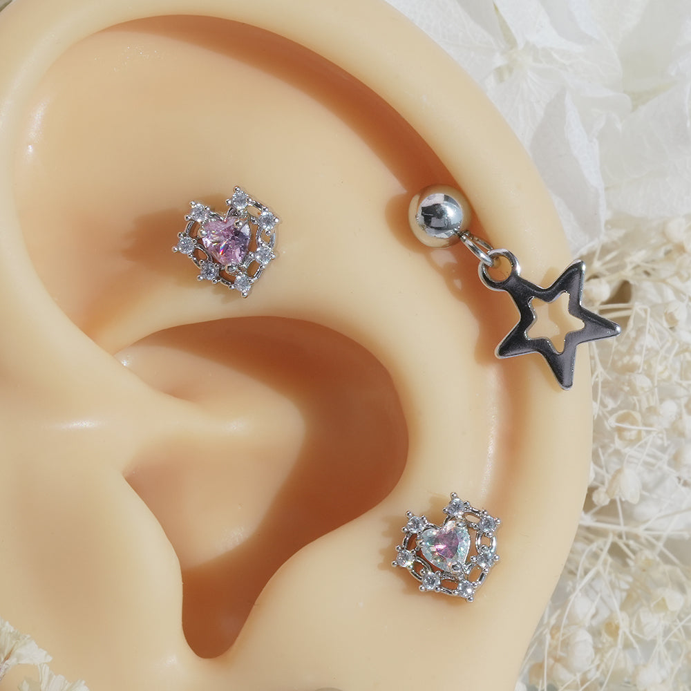[サージカル]ロイヤルティアラ ハートジュエルピアス ボディピアス (2Color) 16G