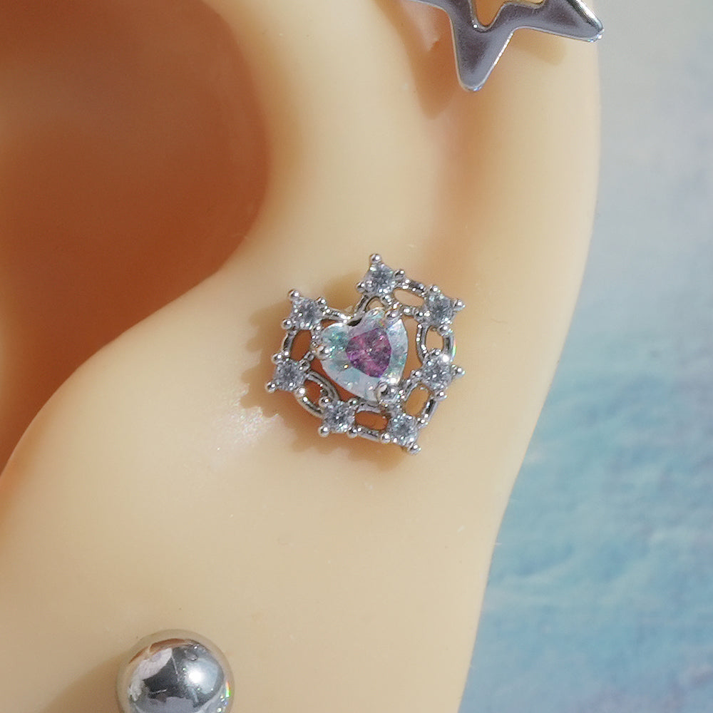 [サージカル]ロイヤルティアラ ハートジュエルピアス ボディピアス (2Color) 16G