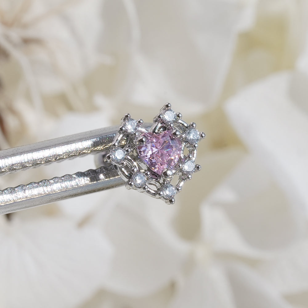 [サージカル]ロイヤルティアラ ハートジュエルピアス ボディピアス (2Color) 16G