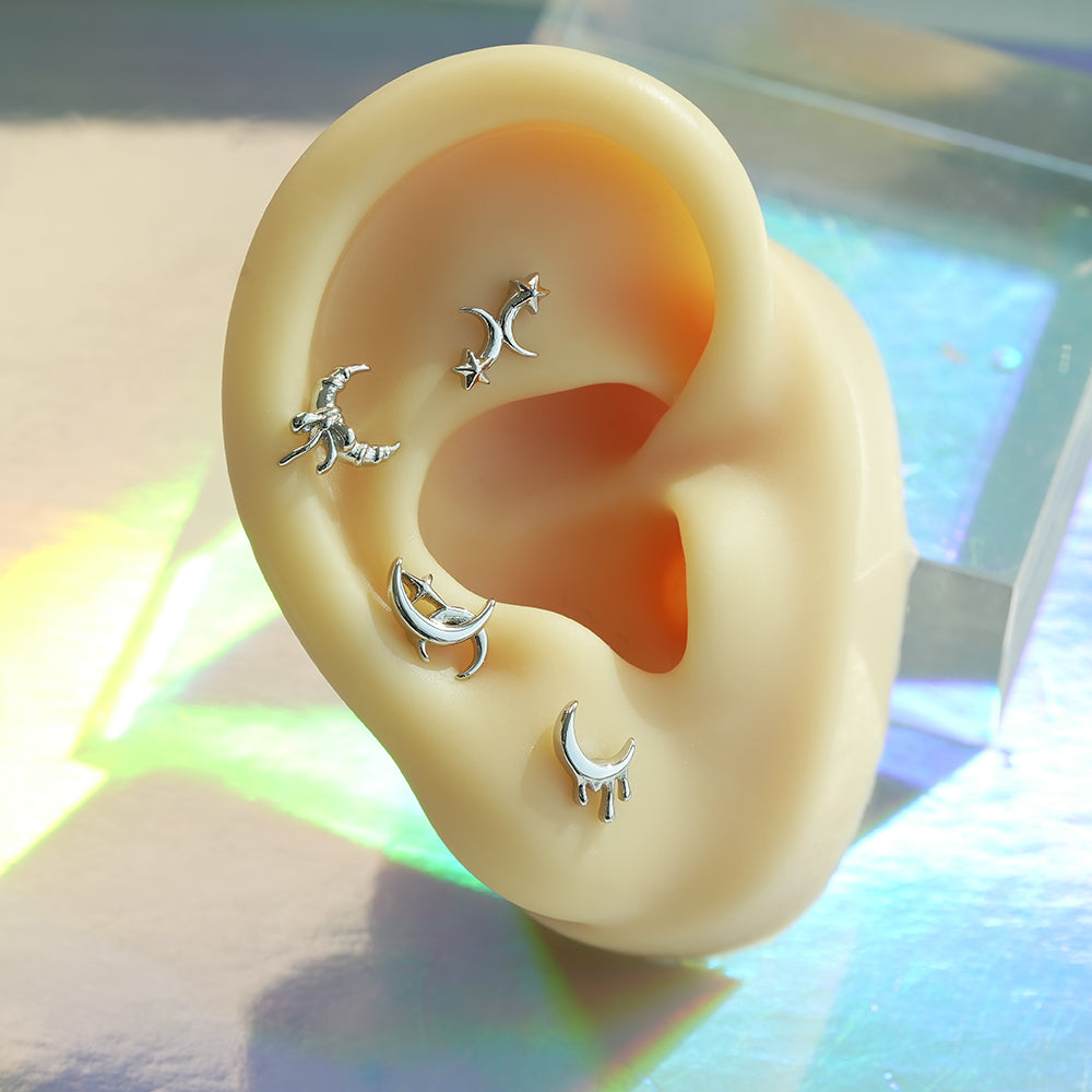 [サージカル]クレセントムーン モチーフ ピアス 月モチーフ ボディピアス (4Type) 16G 月 星 ボディピアス 軟骨ピアス