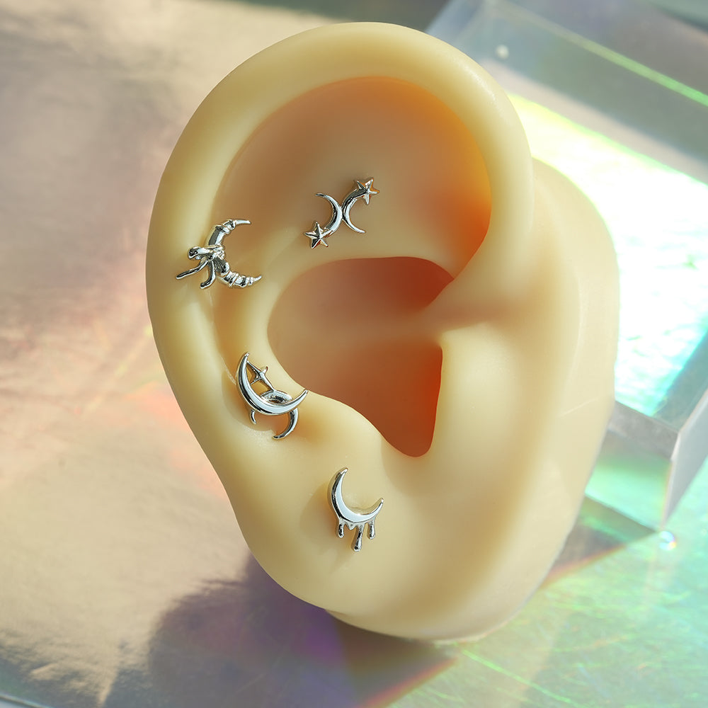 [サージカル]クレセントムーン モチーフ ピアス 月モチーフ ボディピアス (4Type) 16G 月 星 ボディピアス 軟骨ピアス