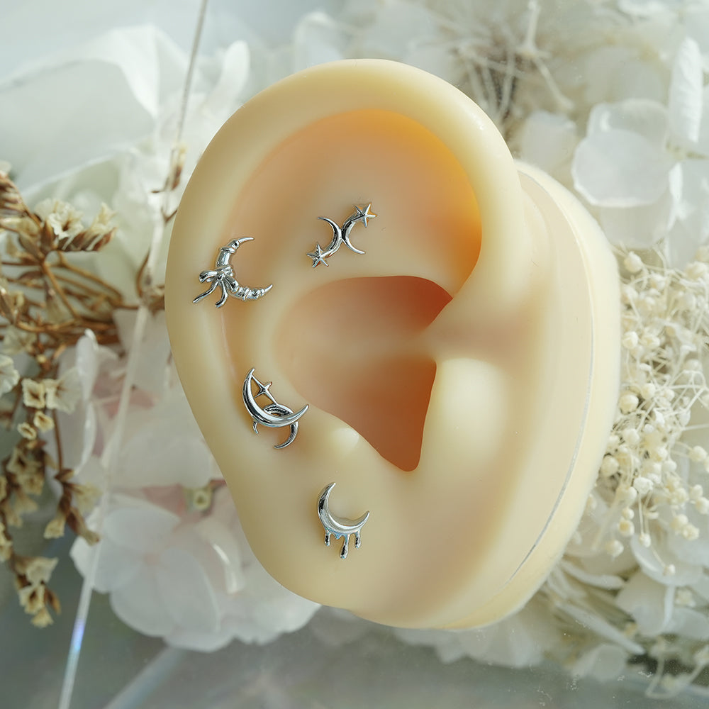 [サージカル]クレセントムーン モチーフ ピアス 月モチーフ ボディピアス (4Type) 16G 月 星 ボディピアス 軟骨ピアス
