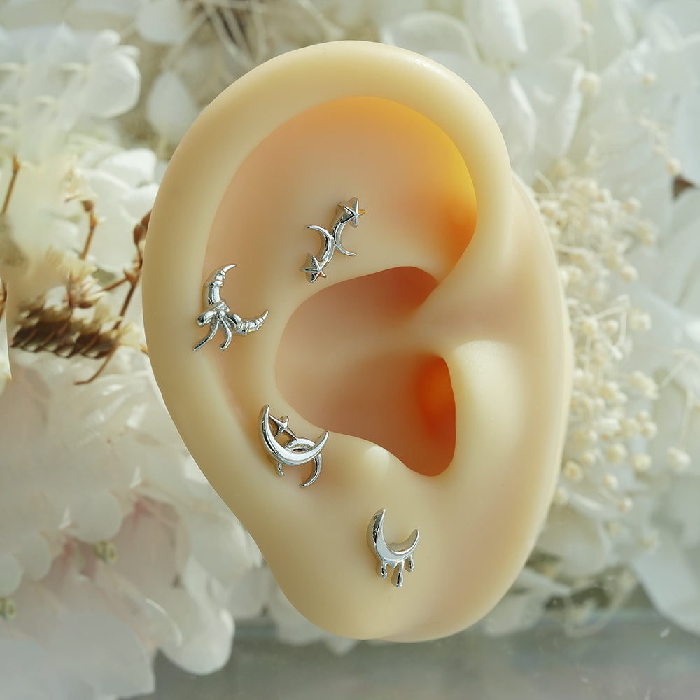 [サージカル]クレセントムーン モチーフ ピアス 月モチーフ ボディピアス (4Type) 16G 月 星 ボディピアス 軟骨ピアス