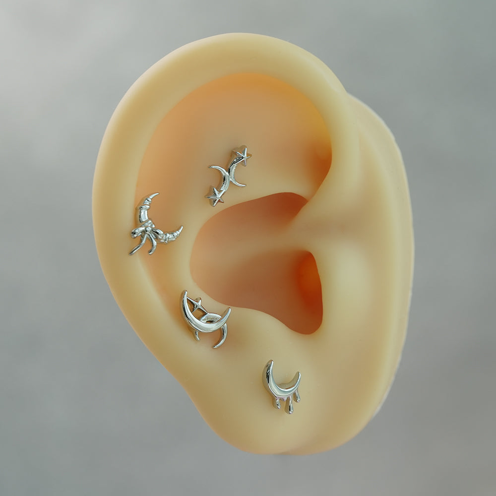 [サージカル]クレセントムーン モチーフ ピアス 月モチーフ ボディピアス (4Type) 16G 月 星 ボディピアス 軟骨ピアス