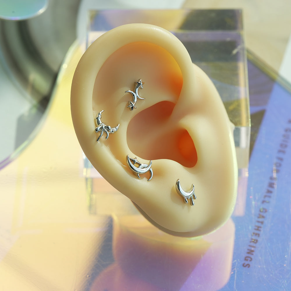[サージカル]クレセントムーン モチーフ ピアス 月モチーフ ボディピアス (4Type) 16G 月 星 ボディピアス 軟骨ピアス