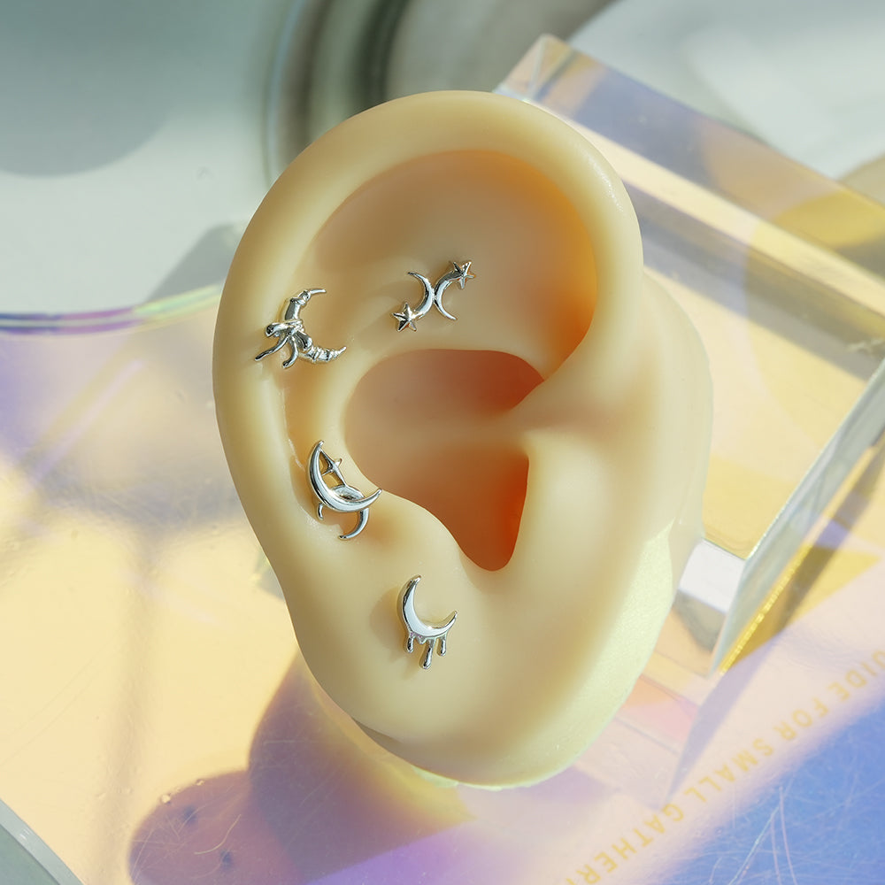 [サージカル]クレセントムーン モチーフ ピアス 月モチーフ ボディピアス (4Type) 16G 月 星 ボディピアス 軟骨ピアス