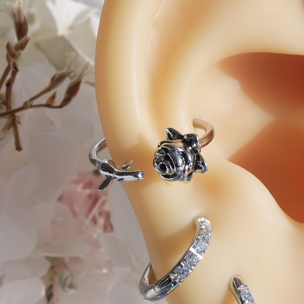 [サージカル]アンティーク ローズ C型フープ ボディピアス (内径10mm/12mm) 16G