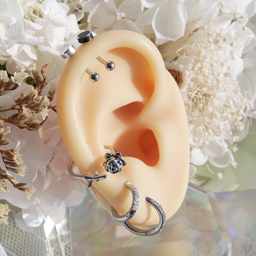 [サージカル]アンティーク ローズ C型フープ ボディピアス (内径10mm/12mm) 16G