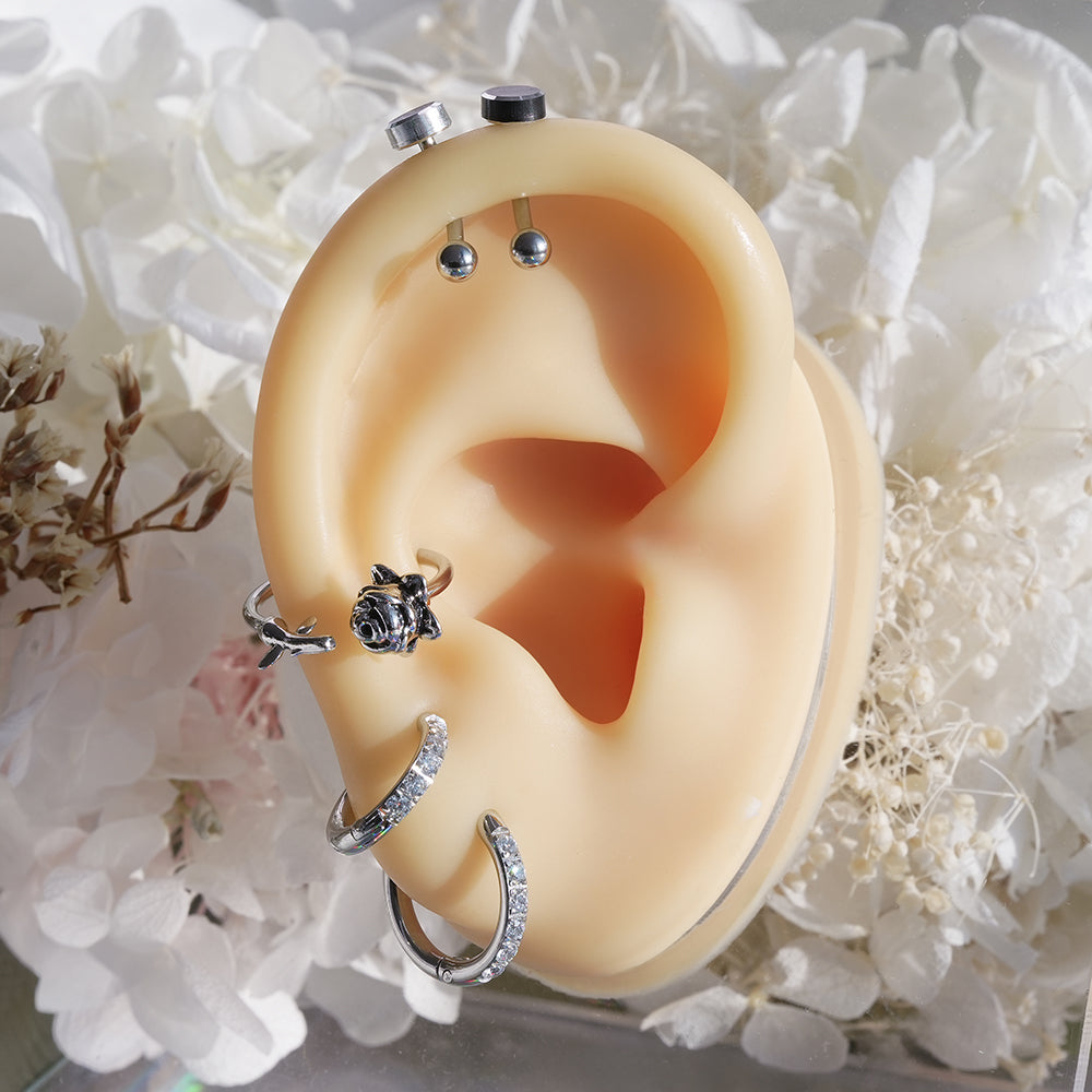 [サージカル]アンティーク ローズ C型フープ ボディピアス (内径10mm/12mm) 16G