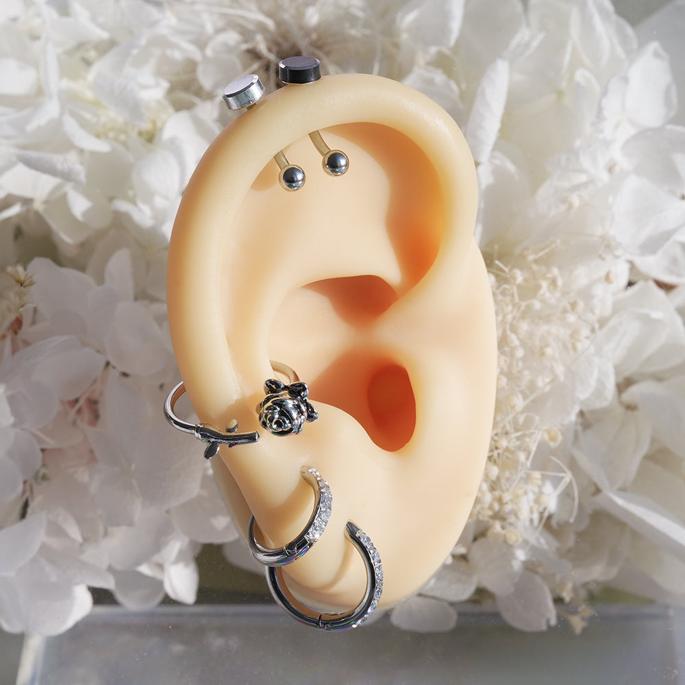 [サージカル]アンティーク ローズ C型フープ ボディピアス (内径10mm/12mm) 16G
