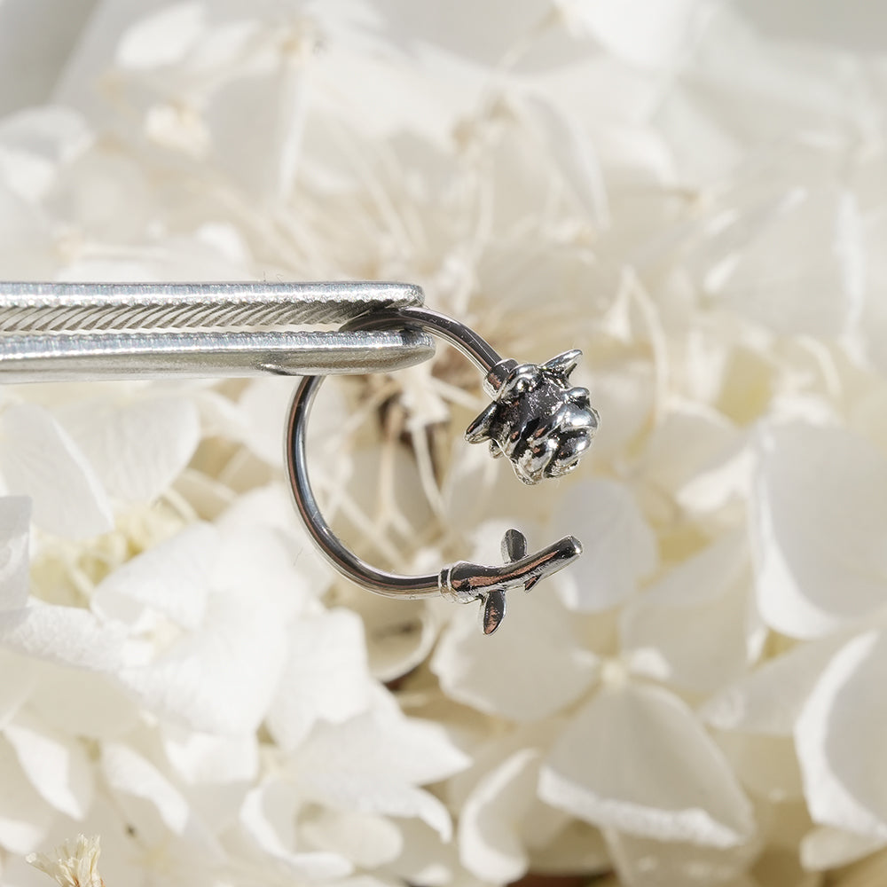 [サージカル]アンティーク ローズ C型フープ ボディピアス (内径10mm/12mm) 16G