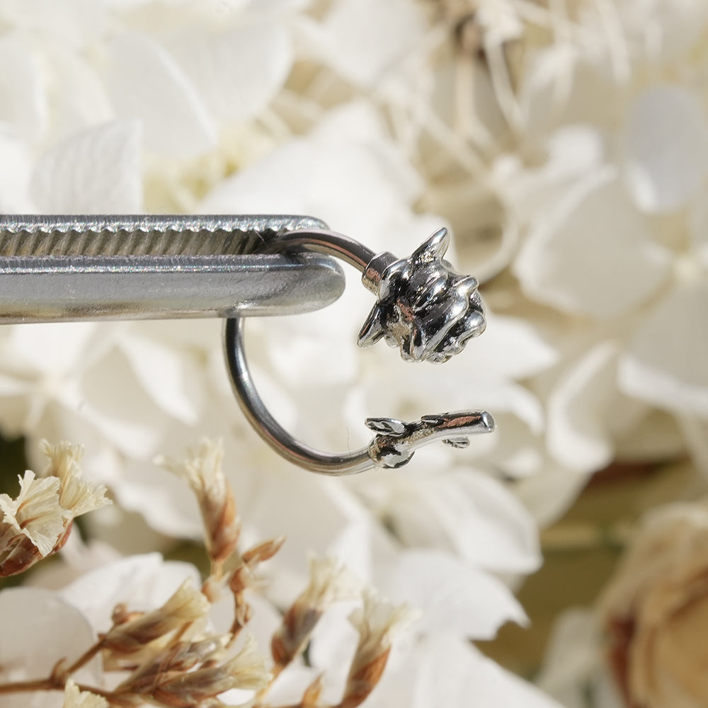 [サージカル]アンティーク ローズ C型フープ ボディピアス (内径10mm/12mm) 16G