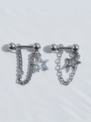 [全体サージカル]スターチャーム チェーンピアス (2Type) 16G ボディピアス キャッチ 軟骨ピアス