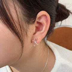 [925 Silver]結び目 リボン ピアス (2Color)