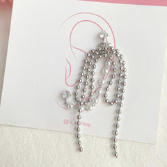 [Surgical] Pearl Chain Ribbon Drop Two Pin 16G Body Piercing Back Piercing Cartilage Piercing 