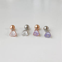 [Surgical] Cree Purple Heart Cubic (2 Colors) 16G Body Piercing Back Piercing Cartilage Piercing 