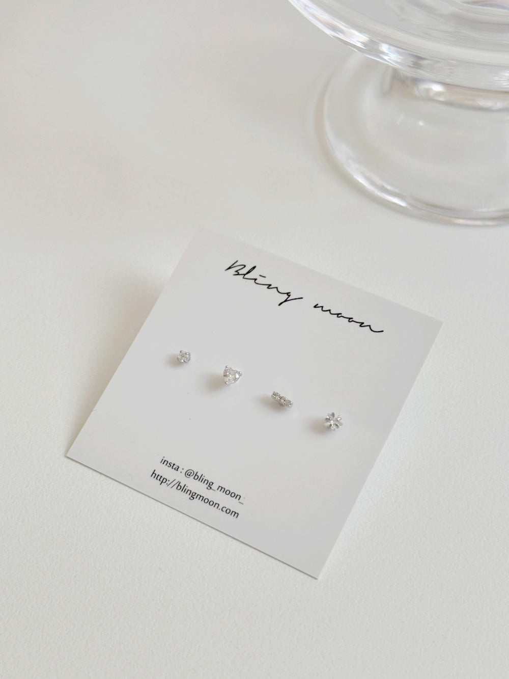 [4set] Daily Crystal Cubic 16G Simple Mini Heart Body Piercing Back Piercing Cartilage Piercing 