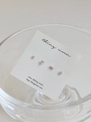 [4set] Daily Crystal Cubic 16G Simple Mini Heart Body Piercing Back Piercing Cartilage Piercing 