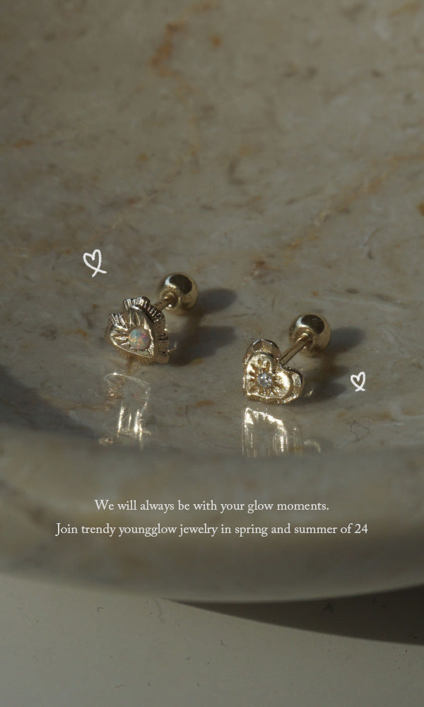 14k vintage heart stone piercing (2type) 21G