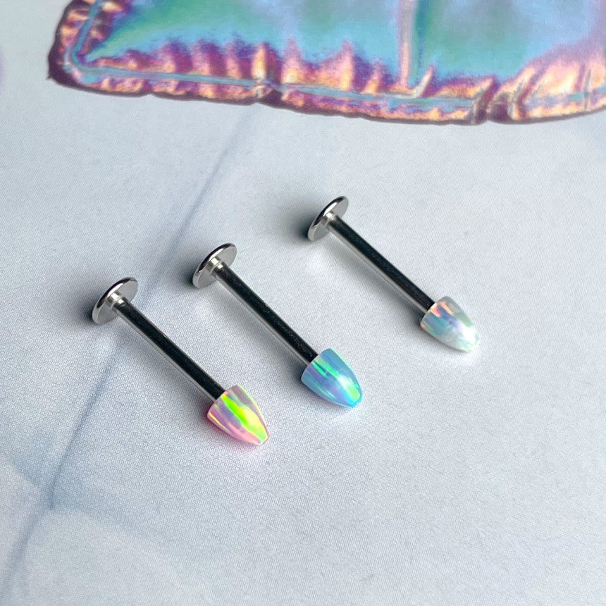 [サージカル]オパール エンジェルコーン ラブレットピアス 16G (3Color) ボディピアス 軟骨ピアス リップピアス