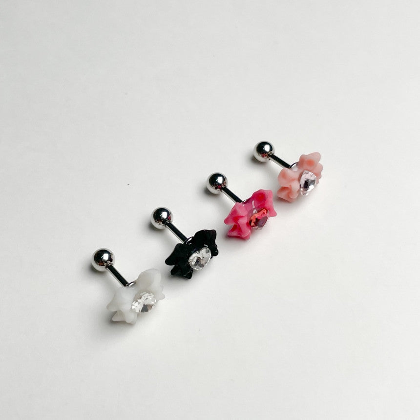 [サージカル]ギャルプリンセス風 ハートリボンピアス 16G (4Color) ボディピアス 軟骨ピアス 片耳用