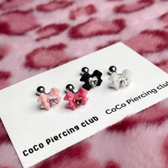 [サージカル]ギャルプリンセス風 ハートリボンピアス 16G (4Color) ボディピアス 軟骨ピアス 片耳用