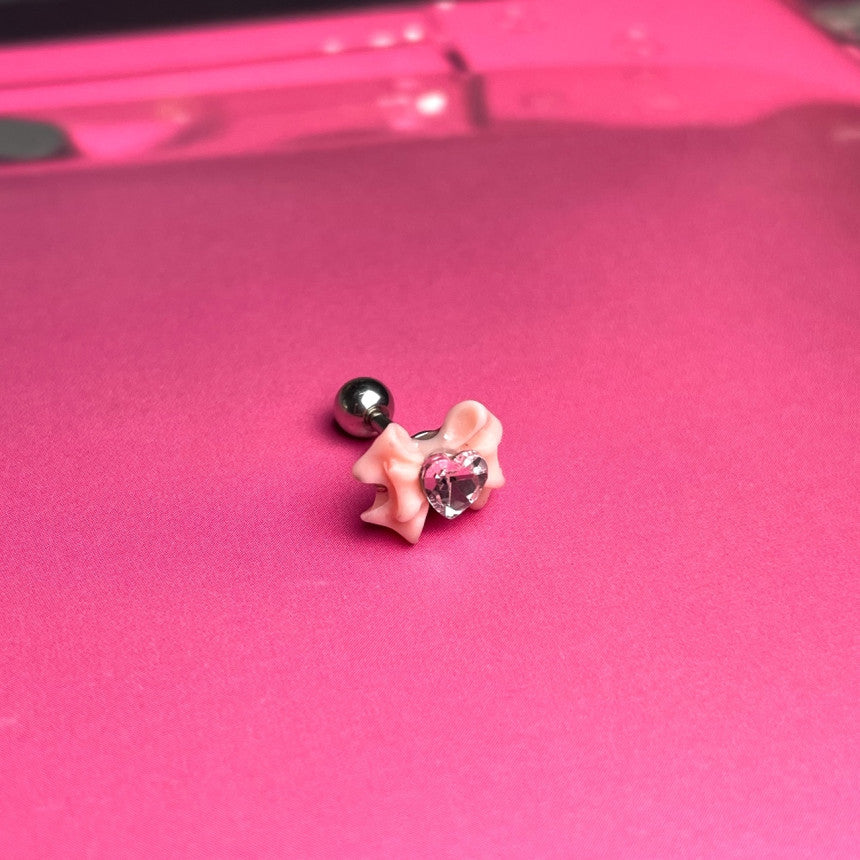[サージカル]ギャルプリンセス風 ハートリボンピアス 16G (4Color) ボディピアス 軟骨ピアス 片耳用