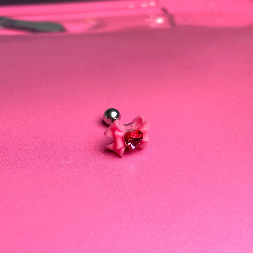 [サージカル]ギャルプリンセス風 ハートリボンピアス 16G (4Color) ボディピアス 軟骨ピアス 片耳用