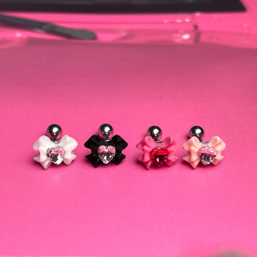 [サージカル]ギャルプリンセス風 ハートリボンピアス 16G (4Color) ボディピアス 軟骨ピアス 片耳用
