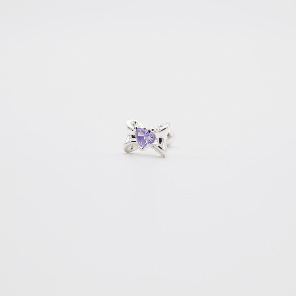 [925 Silver]紫 ハート キュービック ピアス (4セット) - 4MiLi (フォーミリ)