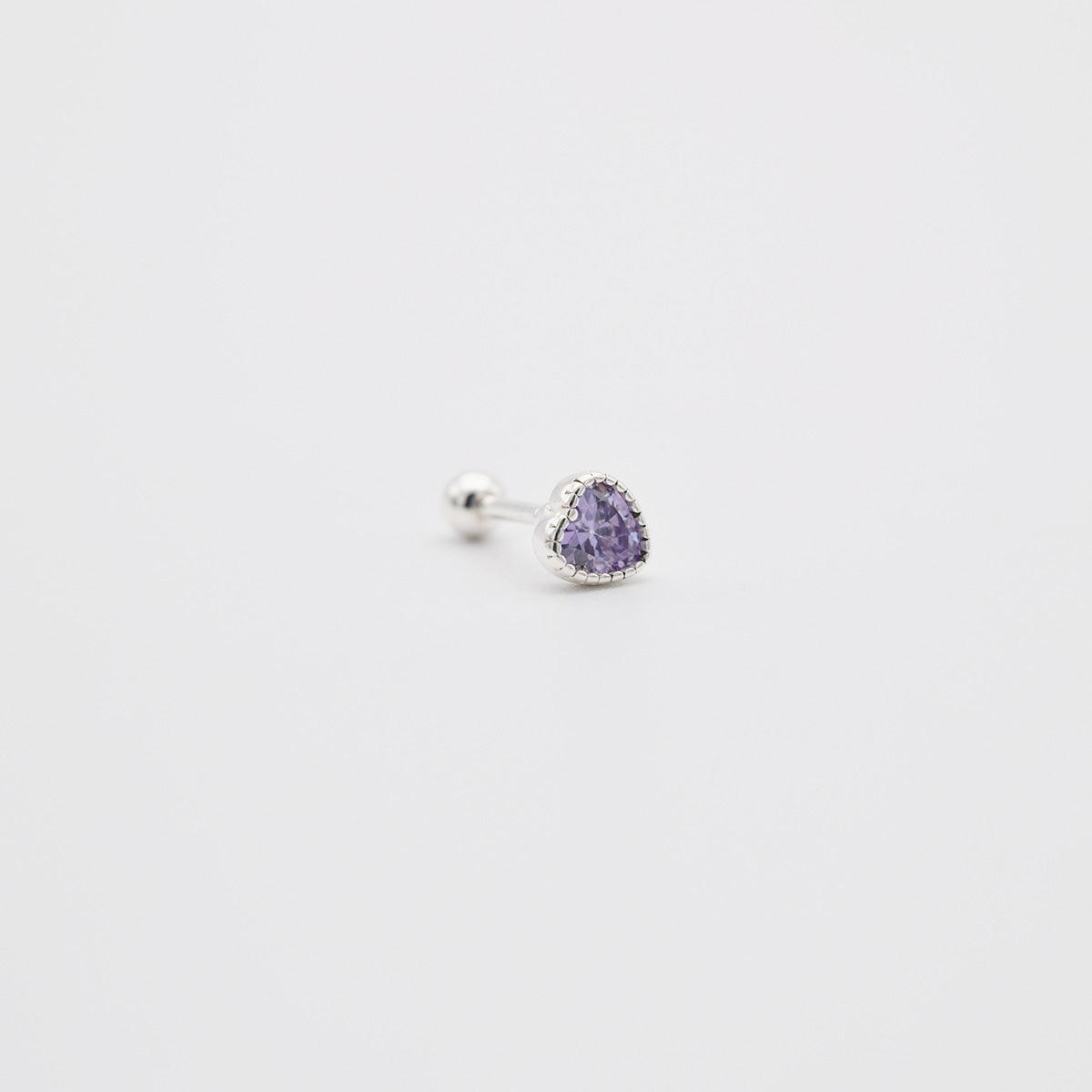 [925 Silver]紫 ハート キュービック ピアス (4セット) - 4MiLi (フォーミリ)