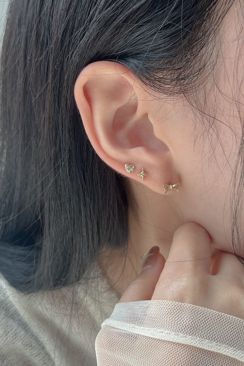 14k heart twinkle piercing 21G 韓国アクセサリー、軟骨ピアス 