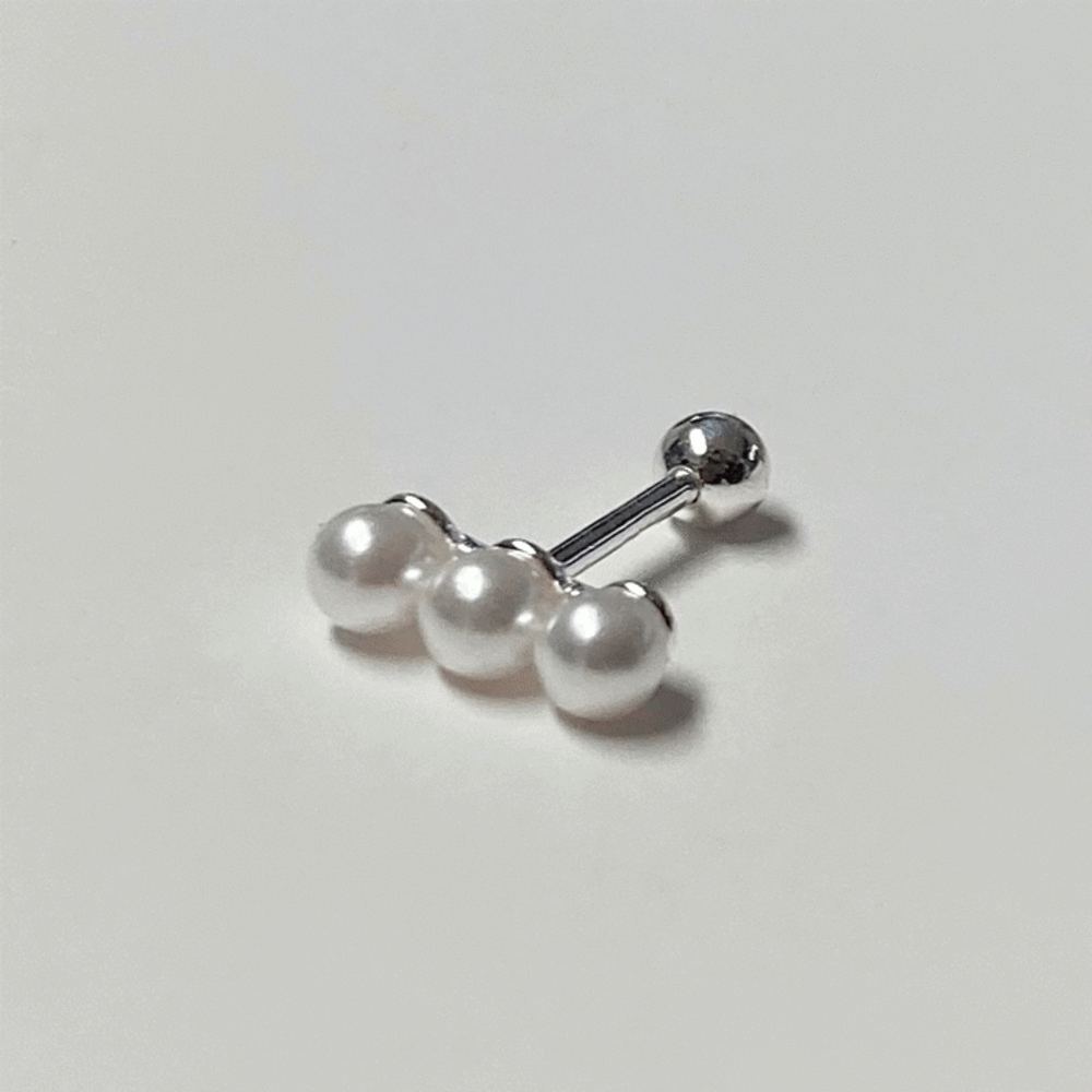 [925 Silver]トリプル真珠ラインピアス 18G - 4MiLi (フォーミリ)
