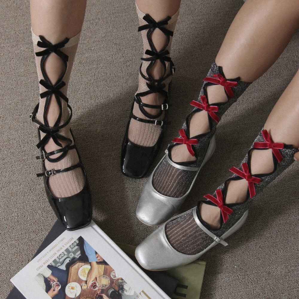 glitter ribbon socks (4colors) ソックス/靴下 - 4MiLi (フォーミリ)