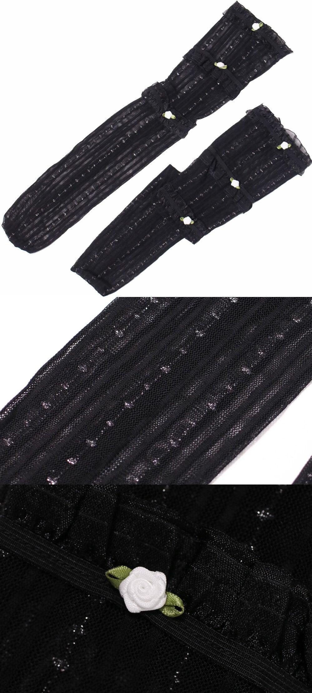 mini flower half stocking (black) タイツ/ストッキング - 4MiLi (フォーミリ)