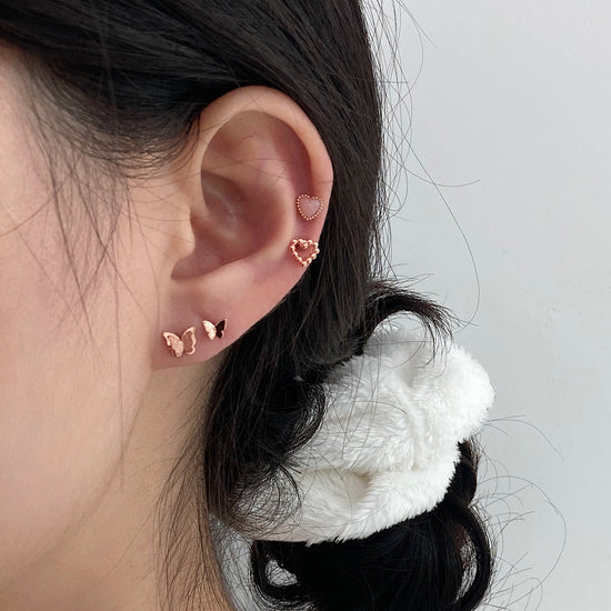 [มีในสต็อกตอนนี้] [ผ่าตัด] เจาะผีเสื้อคู่แวววาว (3 สี) 16G 