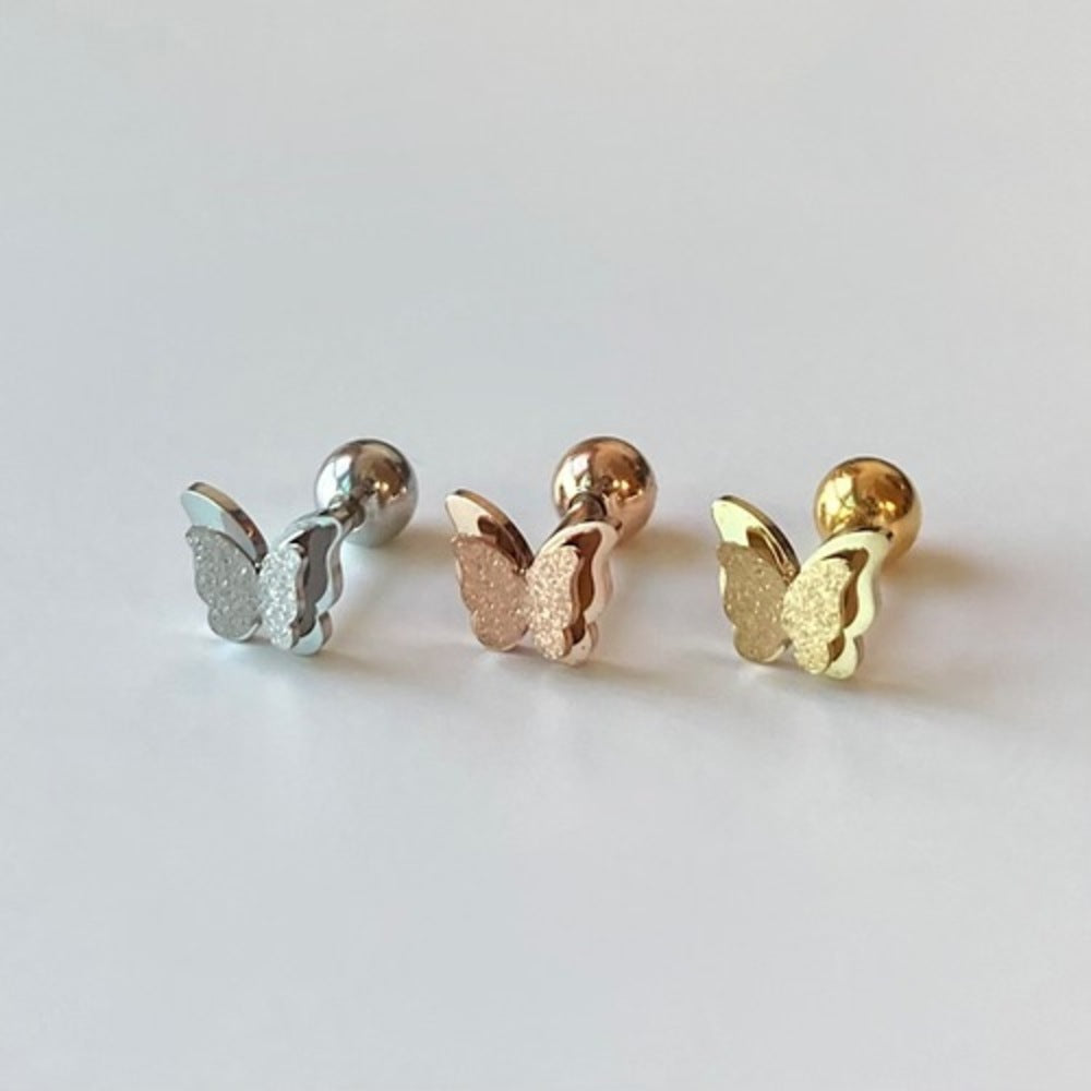 [มีในสต็อกตอนนี้] [ผ่าตัด] เจาะผีเสื้อคู่แวววาว (3 สี) 16G 